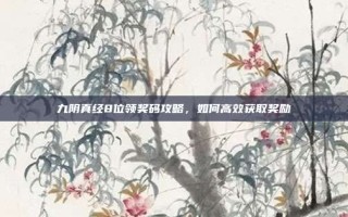 九阴真经8位领奖码攻略，如何高效获取奖励