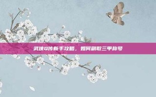 武侠Q传新手攻略，如何刷取三甲称号