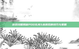 游戏攻略揭秘PDD扎克5杀背后的技巧与策略