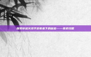 探索穿越火线手游夜幕下的秘密——夜桥攻略