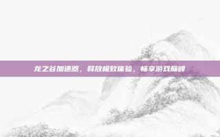 龙之谷加速器，释放极致体验，畅享游戏巅峰