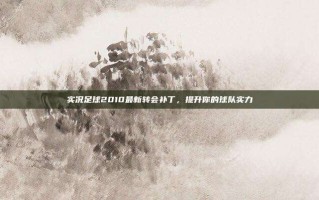 实况足球2010最新转会补丁，提升你的球队实力