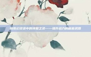 探索幻灵录中的祥和之灵——提升战力的秘密武器