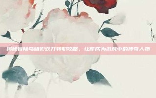 揭秘冒险岛暗影双刀转职攻略，让你成为游戏中的传奇人物