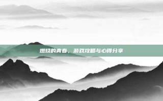 燃烧的青春，游戏攻略与心得分享