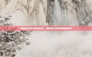 揭秘御龙在天紫装礼包，如何最大化你的装备潜力