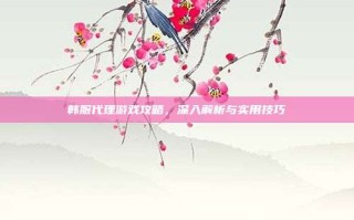 韩服代理游戏攻略，深入解析与实用技巧