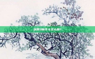 剑网3新手卡怎么用？