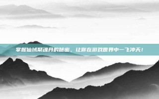 掌握仙域聚魂丹的秘密，让你在游戏世界中一飞冲天！