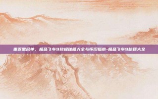 重返黑名单，极品飞车9终极秘籍大全与怀旧指南-极品飞车9秘籍大全