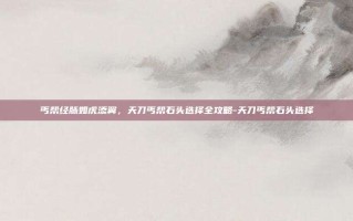 丐帮经脉如虎添翼，天刀丐帮石头选择全攻略-天刀丐帮石头选择