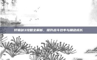 轩辕剑3攻略全解析，提升战斗效率与角色成长