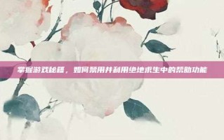 掌握游戏秘籍，如何禁用并利用绝地求生中的帮助功能