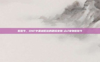 憨憨牛，DNF中最被低估的硬核宠物-dnf宠物憨憨牛