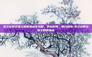 龙之谷时空领主刷图加点全攻略，掌控时间，横扫副本-龙之谷时空领主刷图加点