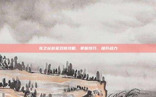 龙之谷剑圣双修攻略，掌握技巧，提升战力