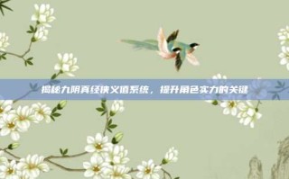 揭秘九阴真经侠义值系统，提升角色实力的关键