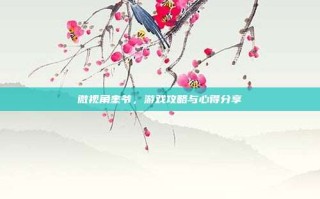 微视角奎爷，游戏攻略与心得分享