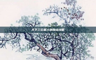 天下三云麓人物加点攻略