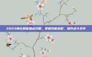 2023神泣刺客加点攻略，掌握技能搭配，提升战斗效率