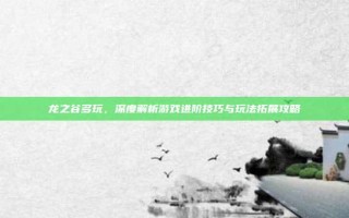 龙之谷多玩，深度解析游戏进阶技巧与玩法拓展攻略
