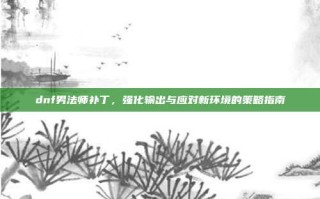 dnf男法师补丁，强化输出与应对新环境的策略指南