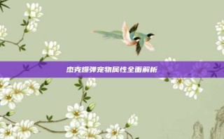 杰克爆弹宠物属性全面解析