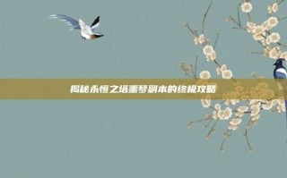 揭秘永恒之塔噩梦副本的终极攻略