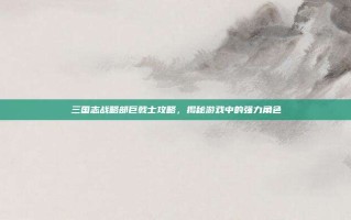 三国志战略部巨戟士攻略，揭秘游戏中的强力角色