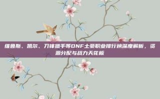 维鲁斯、凯尔、刀锋猎手等DNF土豪职业排行榜深度解析，资源分配与战力天花板