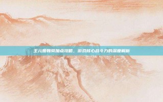 王元姬魏骑加点攻略，游戏核心战斗力的深度解析