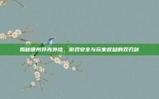 揭秘德州扑克外挂，游戏安全与玩家权益的双刃剑