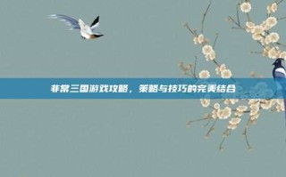 非常三国游戏攻略，策略与技巧的完美结合