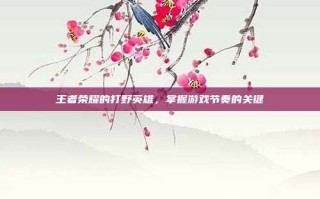 王者荣耀的打野英雄，掌握游戏节奏的关键