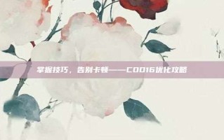 掌握技巧，告别卡顿——COD16优化攻略
