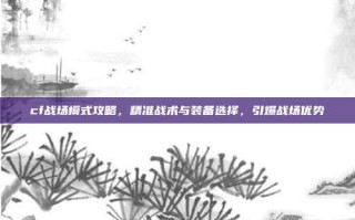 cf战场模式攻略，精准战术与装备选择，引爆战场优势
