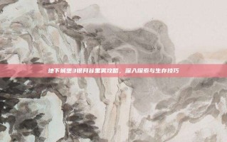 地下城堡3银月谷黑雾攻略，深入探索与生存技巧