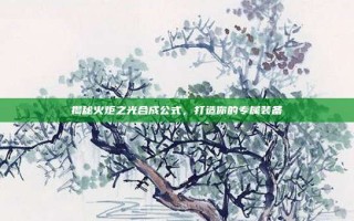 揭秘火炬之光合成公式，打造你的专属装备