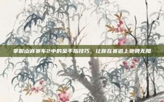 掌握山脊赛车2中的金手指技巧，让你在赛道上驰骋无阻