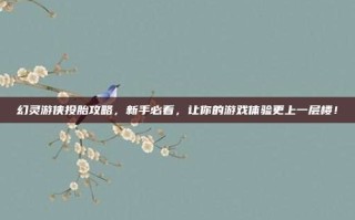 幻灵游侠投胎攻略，新手必看，让你的游戏体验更上一层楼！