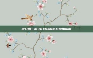 放开那三国3礼包码解析与应用指南