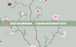 武魂2加点策略指南，打造独特且高效的战斗优势