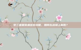梦三国夏侯渊出装攻略，如何在战场上制胜？