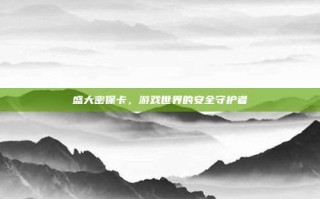 盛大密保卡，游戏世界的安全守护者