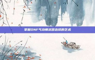 掌握DNF气功师武器选择的艺术