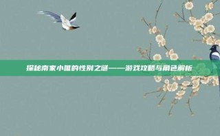 探秘南家小唯的性别之谜——游戏攻略与角色解析