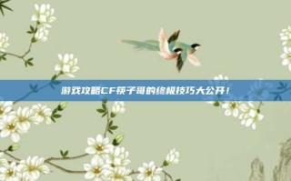 游戏攻略CF筷子哥的终极技巧大公开！