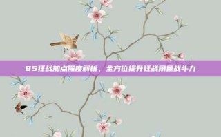 85狂战加点深度解析，全方位提升狂战角色战斗力