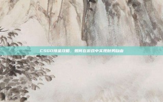 CSGO排金攻略，如何在游戏中实现财务自由