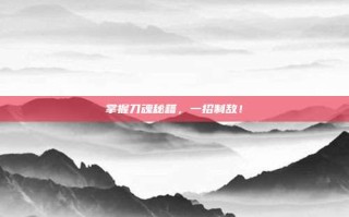 掌握刀魂秘籍，一招制敌！